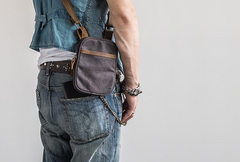 Canvas Belt Pouch Mens Waist Bag Hip Pack Belt Bag Fanny Pack Bumbag for Men