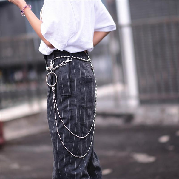 Badass Punk Mens Womens Stainless Steel Double Beaded Pants