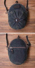 Blue Unique Denim Cap Mini Shoulder Bags Belt Pouch Denim Cap Phone Vintage Messenger Bag