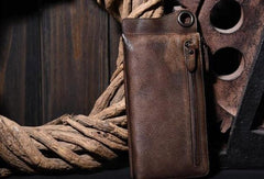 [On Sale] Cool Leather biker wallet leather chain wallet long wallet with chain