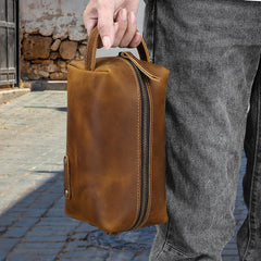 Brown Leather Toiletry Bag Men's 