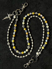 Yellow Ball Pants Chain Cross Ball Wallet Chain Stone Beaded Wallet Chain Bead Wallet Chain - iChainWallets