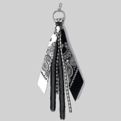 White&Black Paisley Bandana Pants Chain Kerchief Trousers Chain Biker Headscarf Jeans Chain Pants Chain