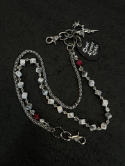 Cross Double Wallet Chain Cube Beaded Pants Chain Double Pants Chain - iChainWallets