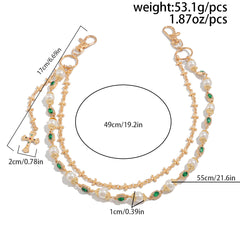 Pearl Wallet Chain Gold Wallet Chain for Women Double Wallet Chain with Cross - iChainWallets