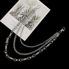 Cool Mens Silver Three Layers Pants Chains Silver Cool Triple Biker Wallet Chain For Men