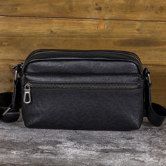  Mens Black Leather Crossbody Bag - iwalletsmen
