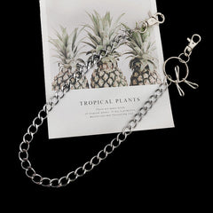 Silver Mens Wallet Chain With Keyrings Simple Wallet Chain Cool Pants Chain For Men