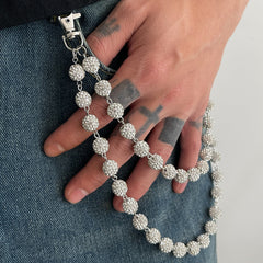 Diamond Beaded Wallet Chain Womens Double Wallet Chain Diamond Ball Wallet Chain - iChainWallets