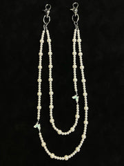 Long Double Beaded Wallet Chain Pearl Bead Wallet Chain for Women - iChainWallets