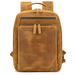 Camel Crazy Horse Leather Backpack Mens 