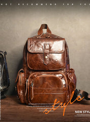 Leather Large Sling Backpack - Material Close-up