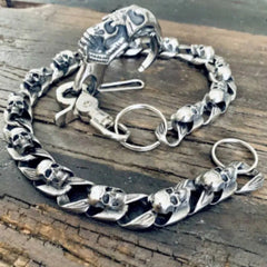 Silver Mens Skull Wallet Chain Cool Skull Wallet Chains Badass Skull Pants Chains For Men