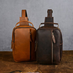 Brown Leather Sling Bag for Men 