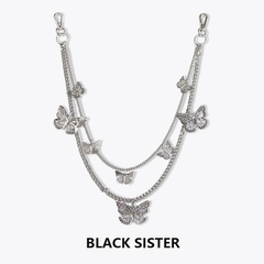 Fashion Womens Butterfly Jeans Chain Silver Double Layers Butterfly Wallet Chains Panties Chains For Men
