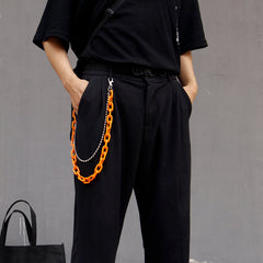 Cute Black Jeans Chain Silver Double Layers Resin Light Wallet Chains Panties Chain For Men