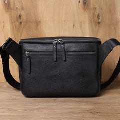 Black Leather Messenger Bag - Style