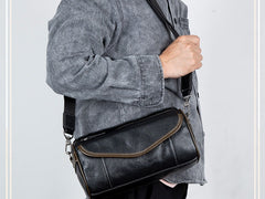 Black Barrel Shoulder Bag for Men - iwalletsmen