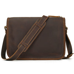 Dark Brown Vintage Leather Messenger Bag for men