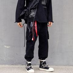 White&Black Paisley Bandana Pants Chain Kerchief Trousers Chain Biker Headscarf Jeans Chain Pants Chain