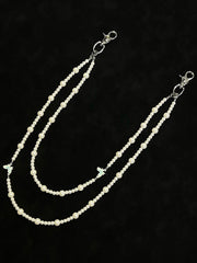 Long Double Beaded Wallet Chain Pearl Bead Wallet Chain for Women - iChainWallets