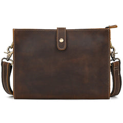 Brown Leather Wristlet with Shoulder Strap for Men 