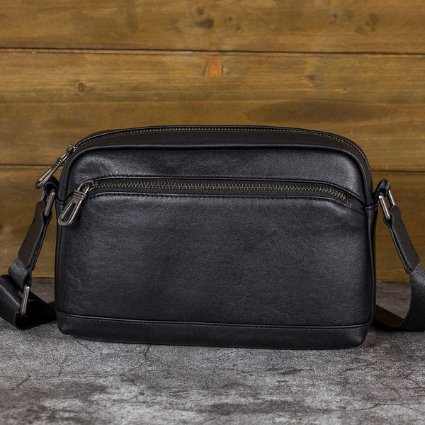 Soft Leather Crossbody Bag Black 