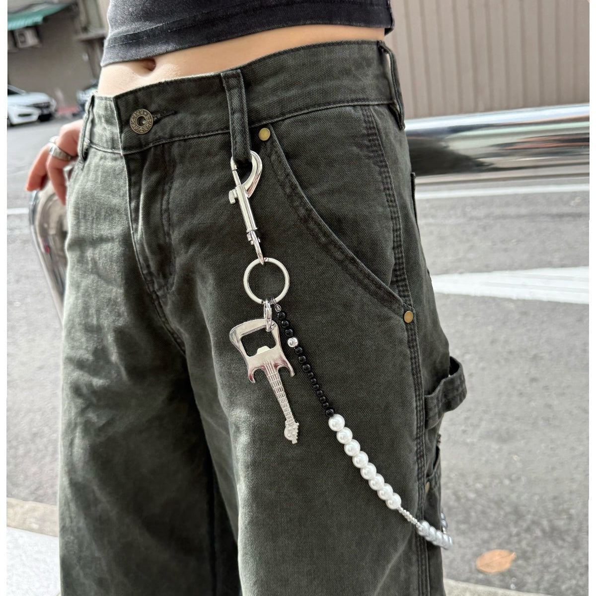 White Ball Pants Chain Ball Wallet Chain Stone Beaded Wallet Chain Rock Bead Wallet Chain - iChainWallets