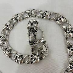 Silver Mens Skull Wallet Chain Cool Skull Wallet Chains Badass Skull Pants Chains For Men
