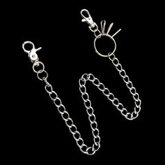Silver Mens Wallet Chain With Keyrings Simple Wallet Chain Cool Pants Chain For Men