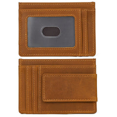 Brown Leather Magnetic Money Clip Wallet Card Holder wallet with Money Clip - iwalletsmen