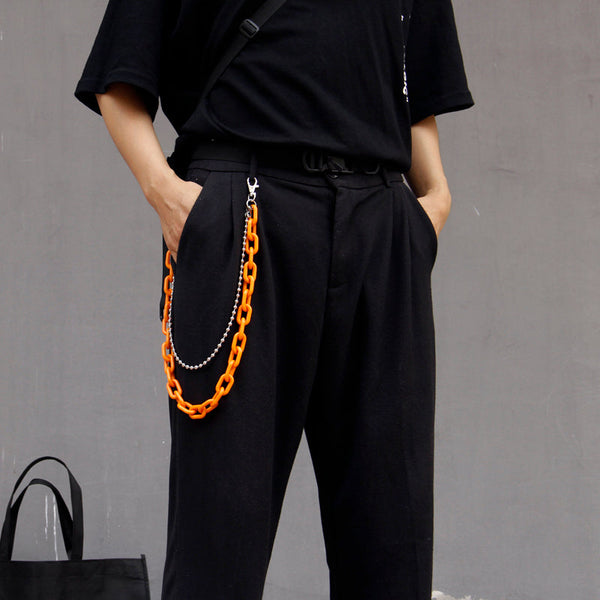 Cute Jeans Chain Silver Colorful Double Layers Resin Light Wallet Chains Panties Chain For Men