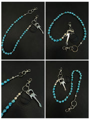 Blue Green Skull Head Wallet Chain Skull Chain for Wallet Skull Wallet Chains - iChainWallets