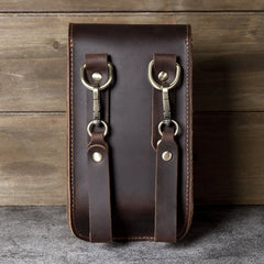 Dark Brown Leather Phone Belt Pouch - iwalletsmen