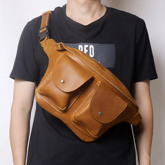  Brown Leather Waist Bag - iwalletsmen