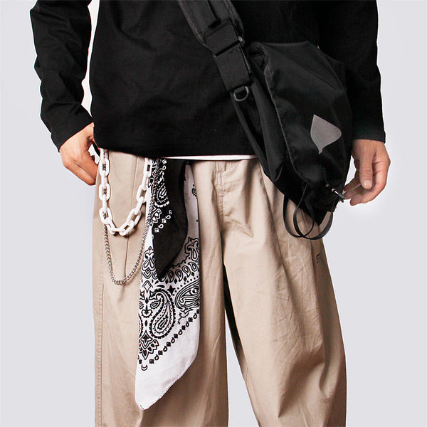 White Paisley Bandana Resin Trousers Chain Pants Chain Biker Kerchief Headscarf Jeans Chains
