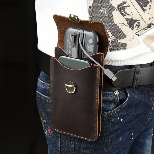 Leather Cell Phone Holster with Belt Loop Leather Phone Holster for Belt Mens Leather Belt Bag Pouch Bag - iwalletsmen