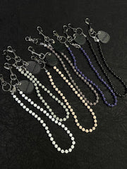 White Beaded Wallet Chain Womens White Lavastone Long Bead Wallet Chain with Keyring - iChainWallets