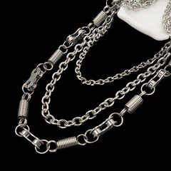 Cool Mens Silver Three Layers Pants Chains Silver Cool Triple Biker Wallet Chain For Men