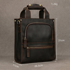 Brown Leather Vertical Briefcase Business Handbag for Men Office Handbag for Men - iwalletsmen