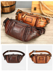 Leather Sling Bag Waist Bag for Men Mens Leather Sling Waist Bag - iwalletsmen