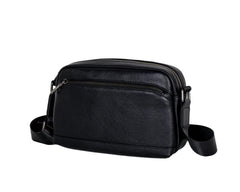 Soft Leather Crossbody Bag Black Small Mens Black Leather Crossbody Bag - iwalletsmen