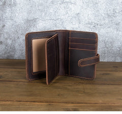 Leather Wallet with Buckle Mens Wallets Leather Vertical Bifold Wallet - iwalletsmen