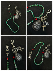 Green Ball Pants Chain Jade Stone Beaded Wallet Chain Bead Wallet Chain - iChainWallets