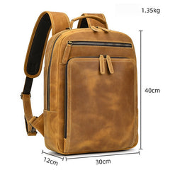 Camel Crazy Horse Leather Backpack Mens Large Tan Leather Backpack for Men - iwalletsmen