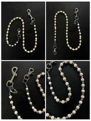 White Long Ball Pants Chain Turquoise Stone Beaded Wallet Chain Bead Wallet Chain - iChainWallets