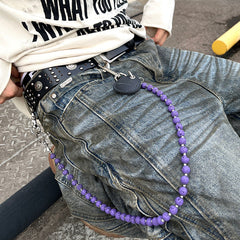 Purple Beaded Wallet Chain Beaded Pants Chain Lavastone Bead Wallet Chain - iChainWallets