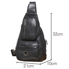 Black Leather Sling Bag for Men Crossbody Leather Sling Bag Leather Sling Crossbody Bag - iwalletsmen