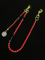 Red Lavastone Long Bead Wallet Chain for Women - iChainWallets