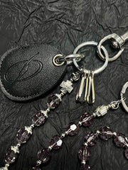 Long Beaded Pants Chain Crystal Bead Wallet Chain with Keychain - iChainWallets